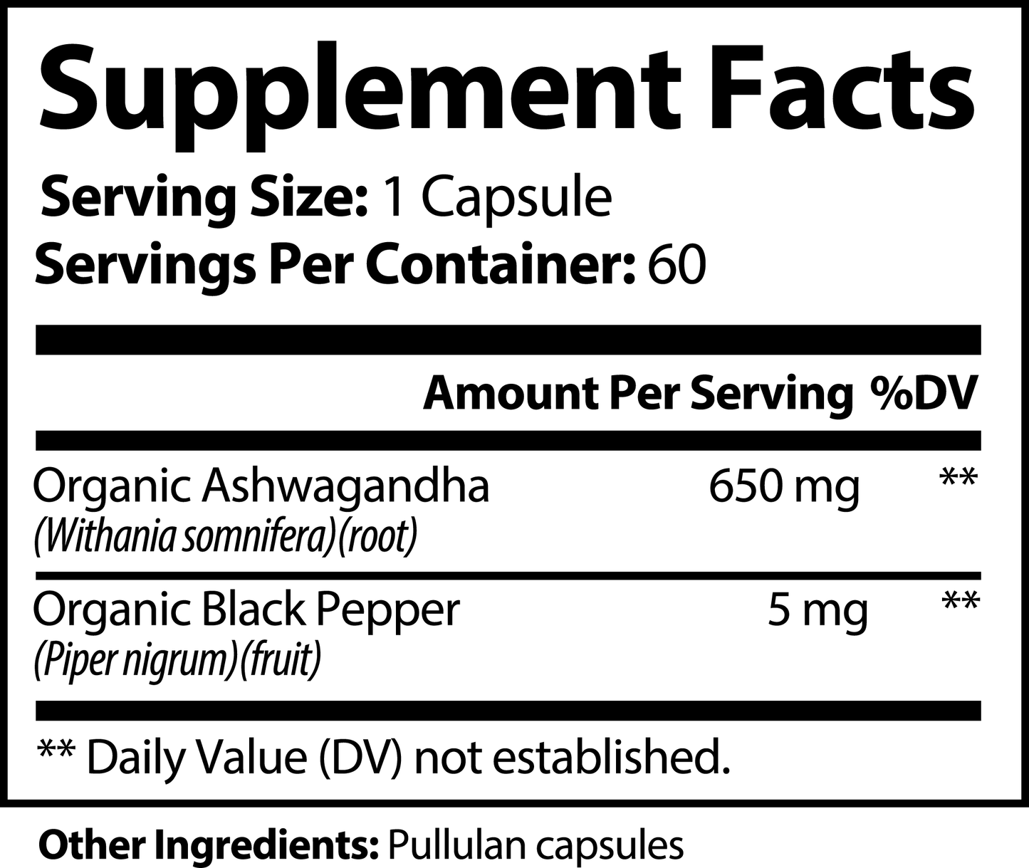 Ashwagandha With Black Pepper - 60 Capsules